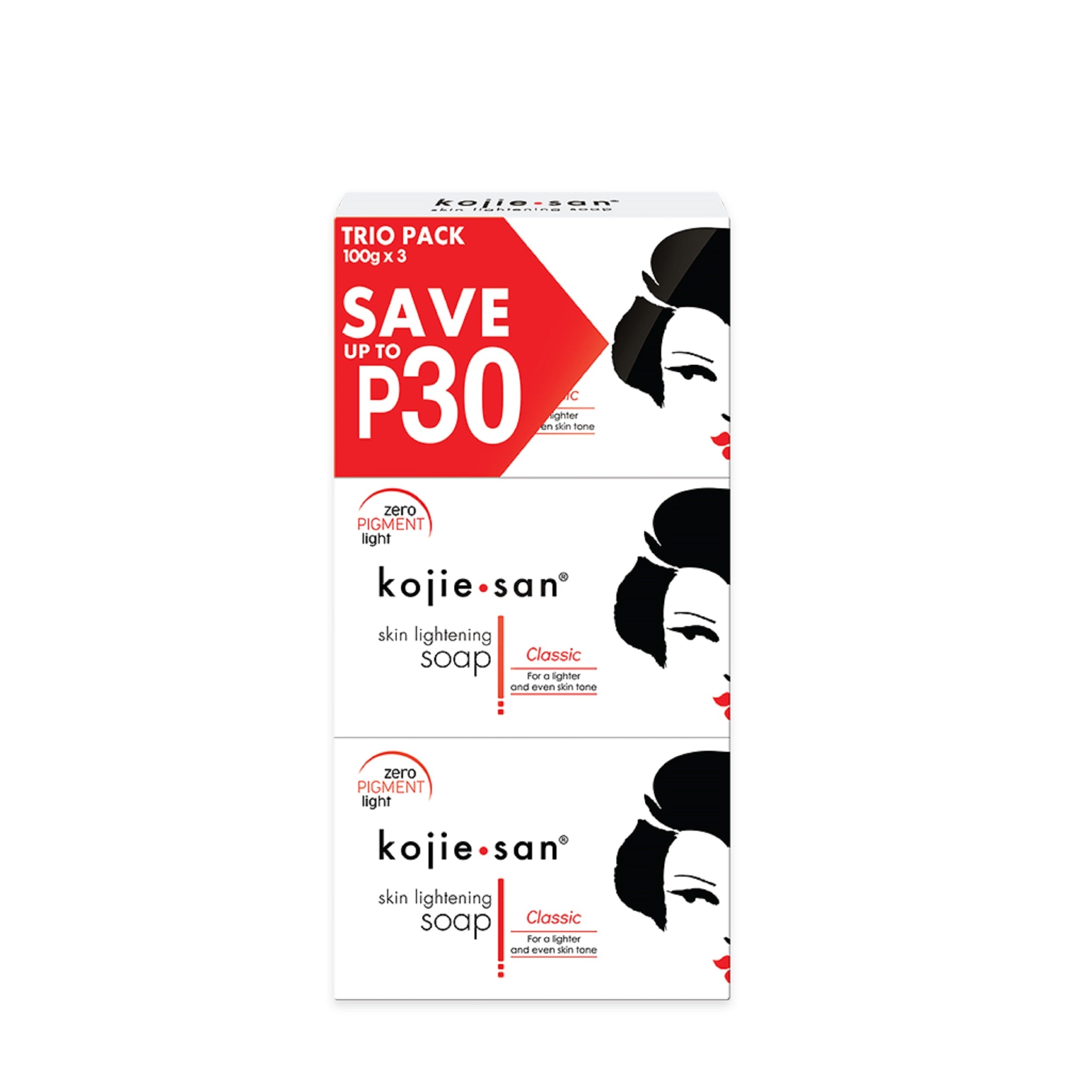 Kojie San Soap Skin Lightening Classic Trico Pack x3 (100gr)