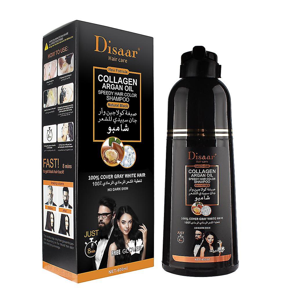 Disaar Hair Care Collagen Argan Oil Natural Black Colour Shampoo (400ML)