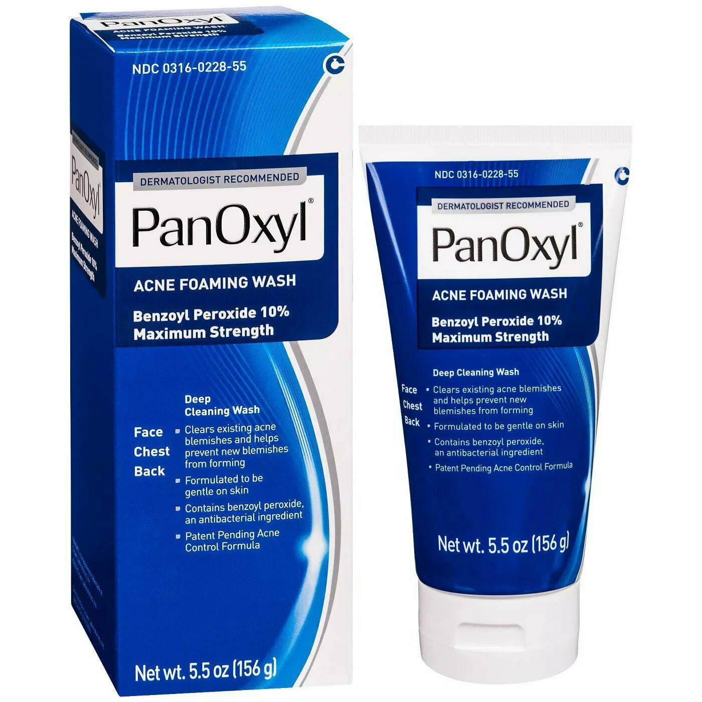 Panoxyl Acne Foaming Face Wash Benzoyl Peroxide 10% Maximum Strength (156gr)