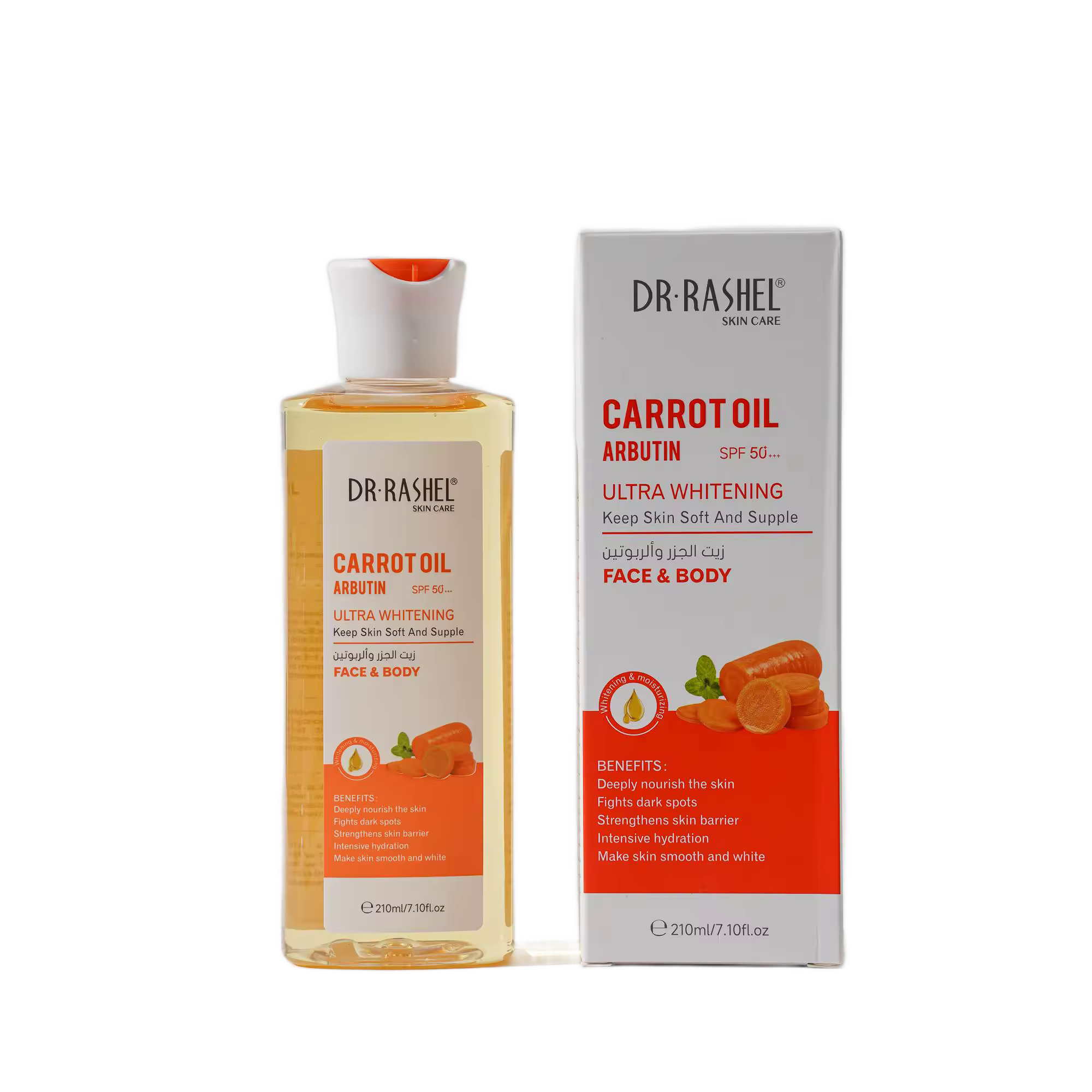 Dr.Rashel Carrot Oil Arbutin SPF50 Face & Body Ultra Whitening (210ML)