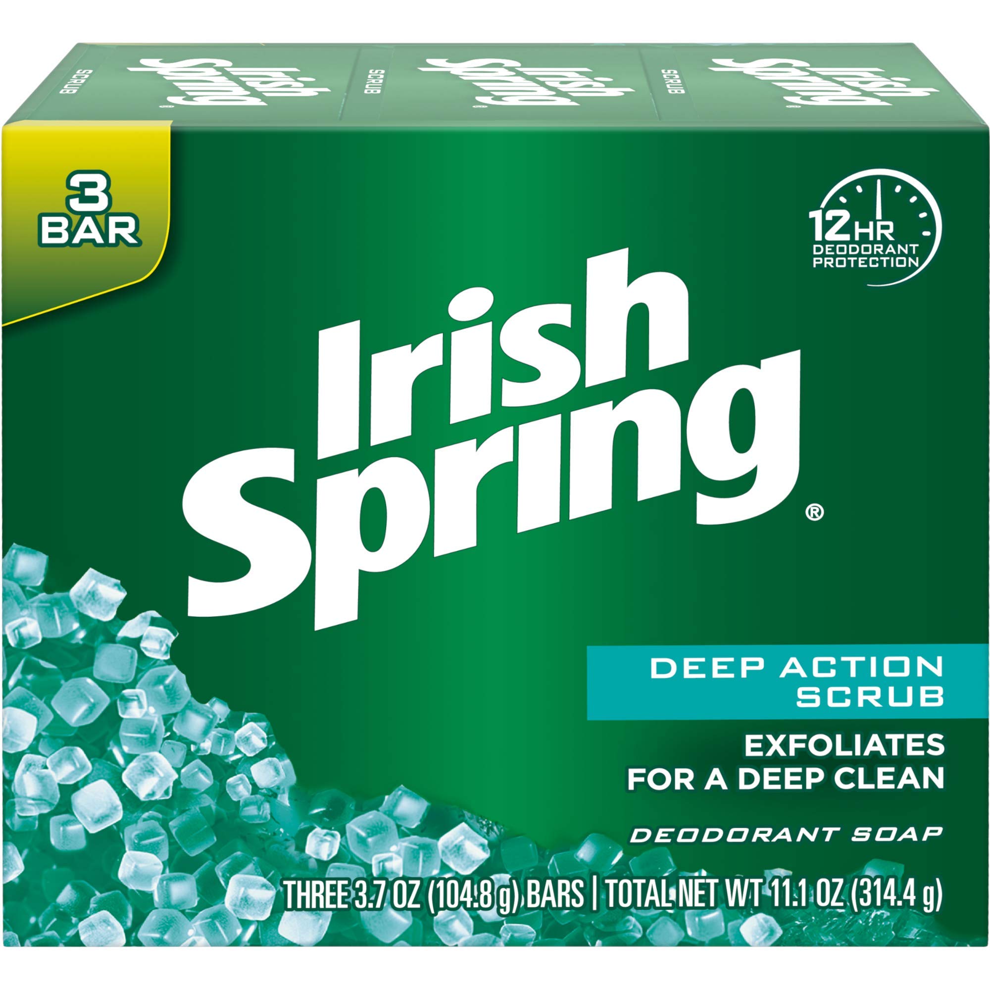 Irish Spring Original 3 Bar Deep Action Scrub Deodorant Soap (314.4gr)