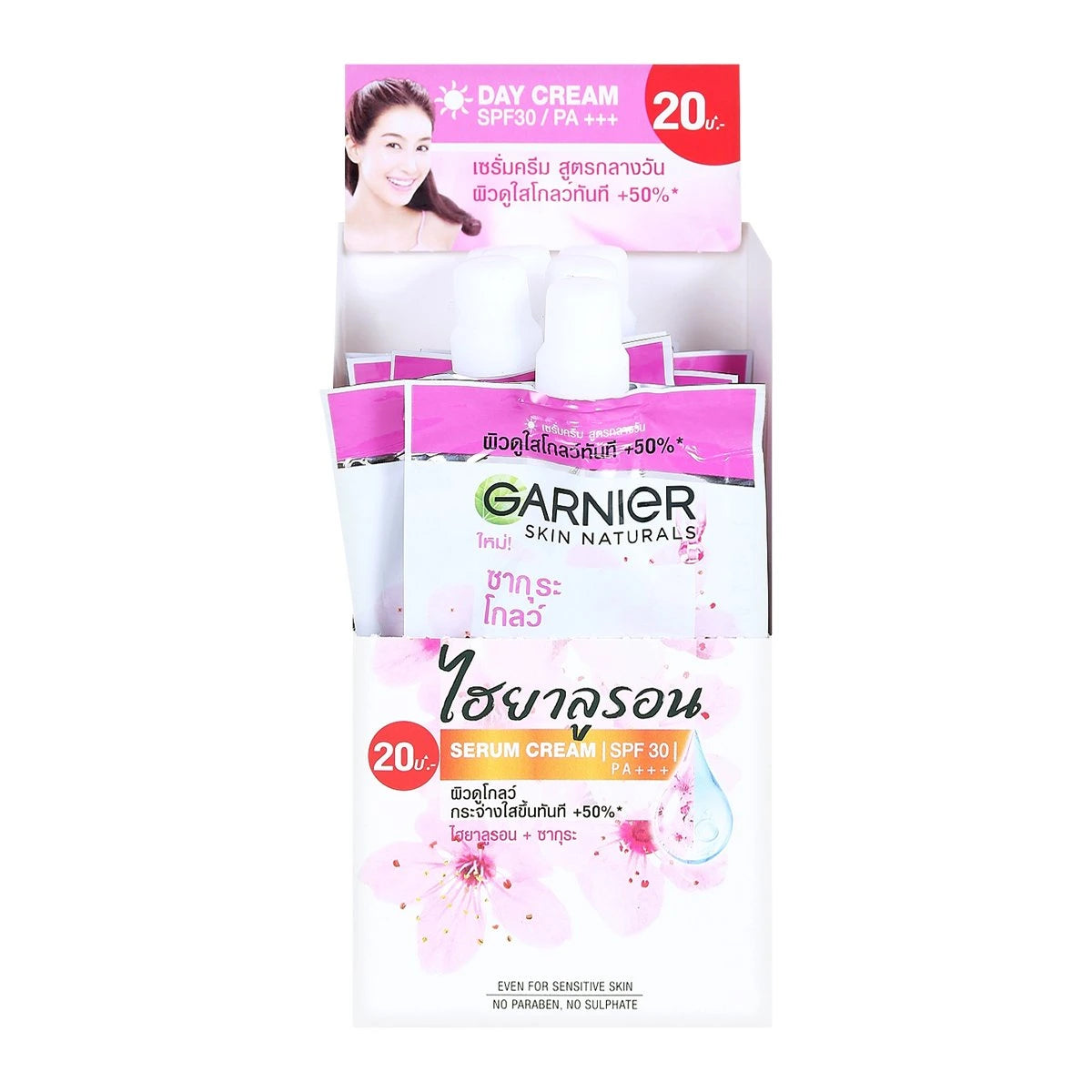 Garnier Sakura Glow Hyaluronic Serum Cream SPF30 x6pcs