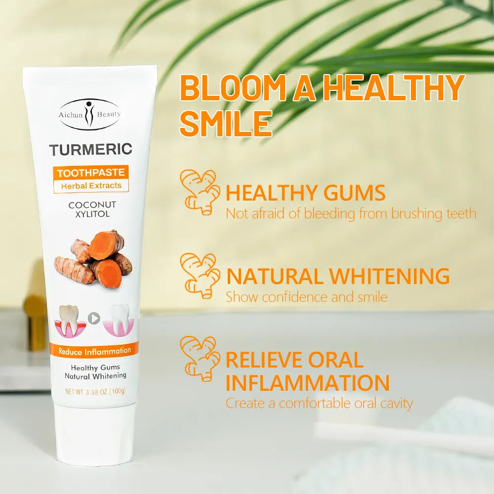 Aichun Beauty Turmeric Toothpaste Herbal Extracts Coconut Xylitol (100gr)