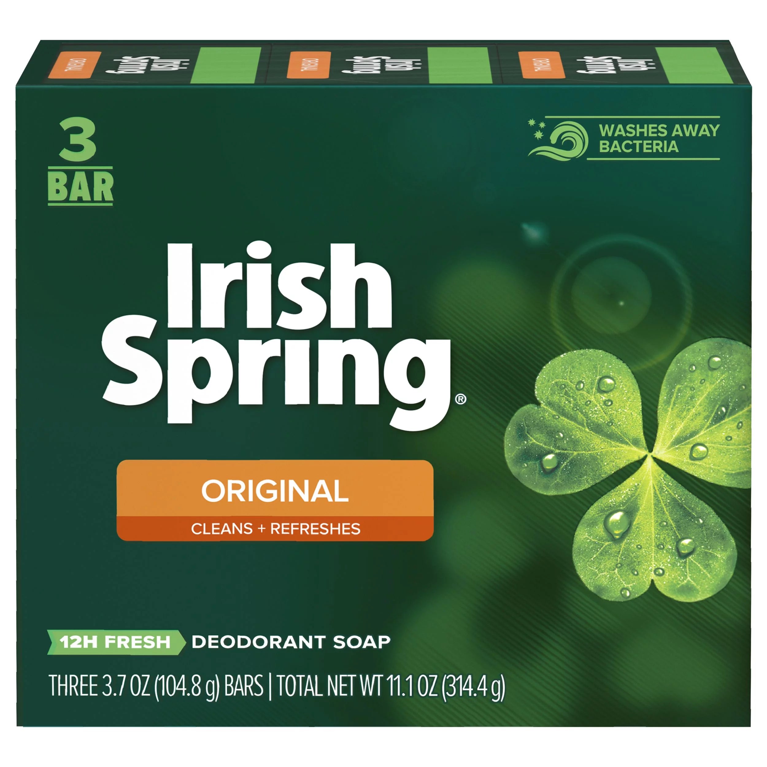 Irish Spring Original 3 Bar Deodorant Soap (314.4gr)