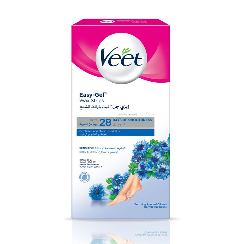 Veet Easy Gel Wax Strips Hair Removal 28 Days Of Smoothness