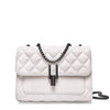 White Purse Black Chain Strap Square