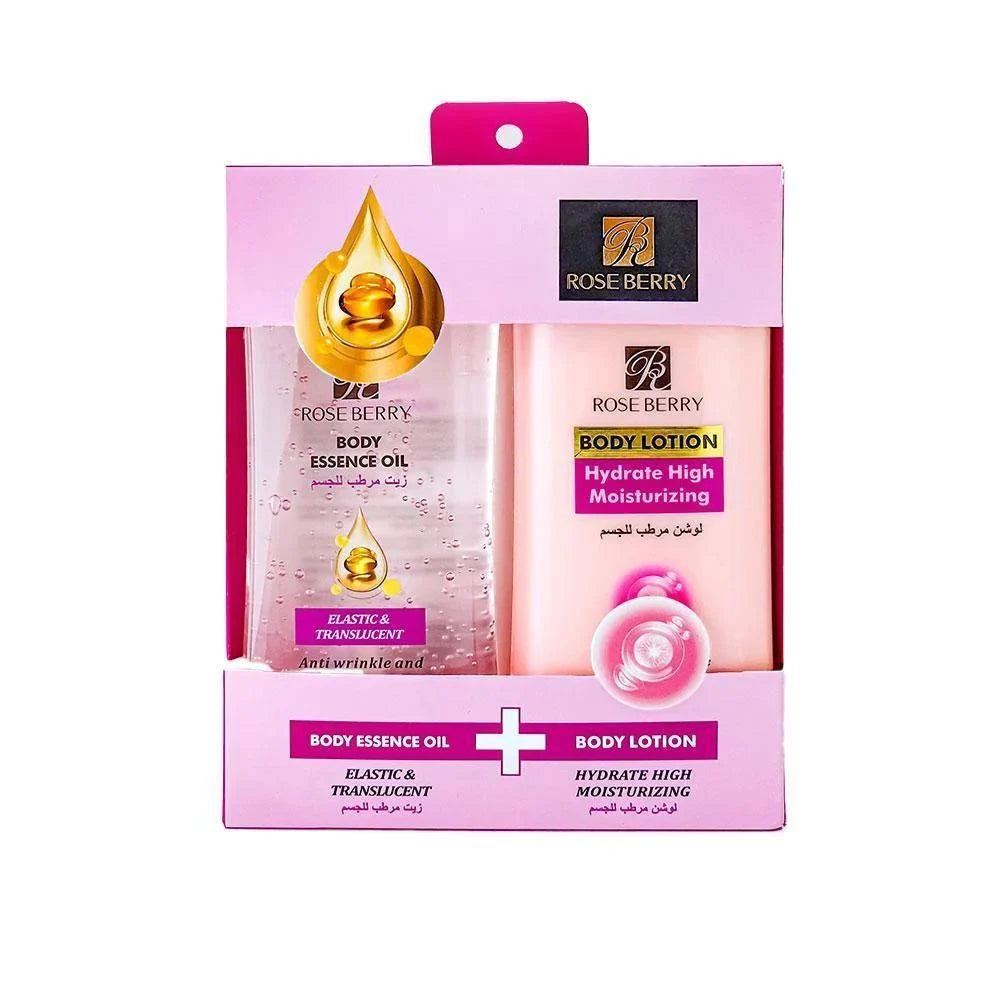 Rose Berry Body Essence Oil + Body Lotion BUNDLE SET (200ML)