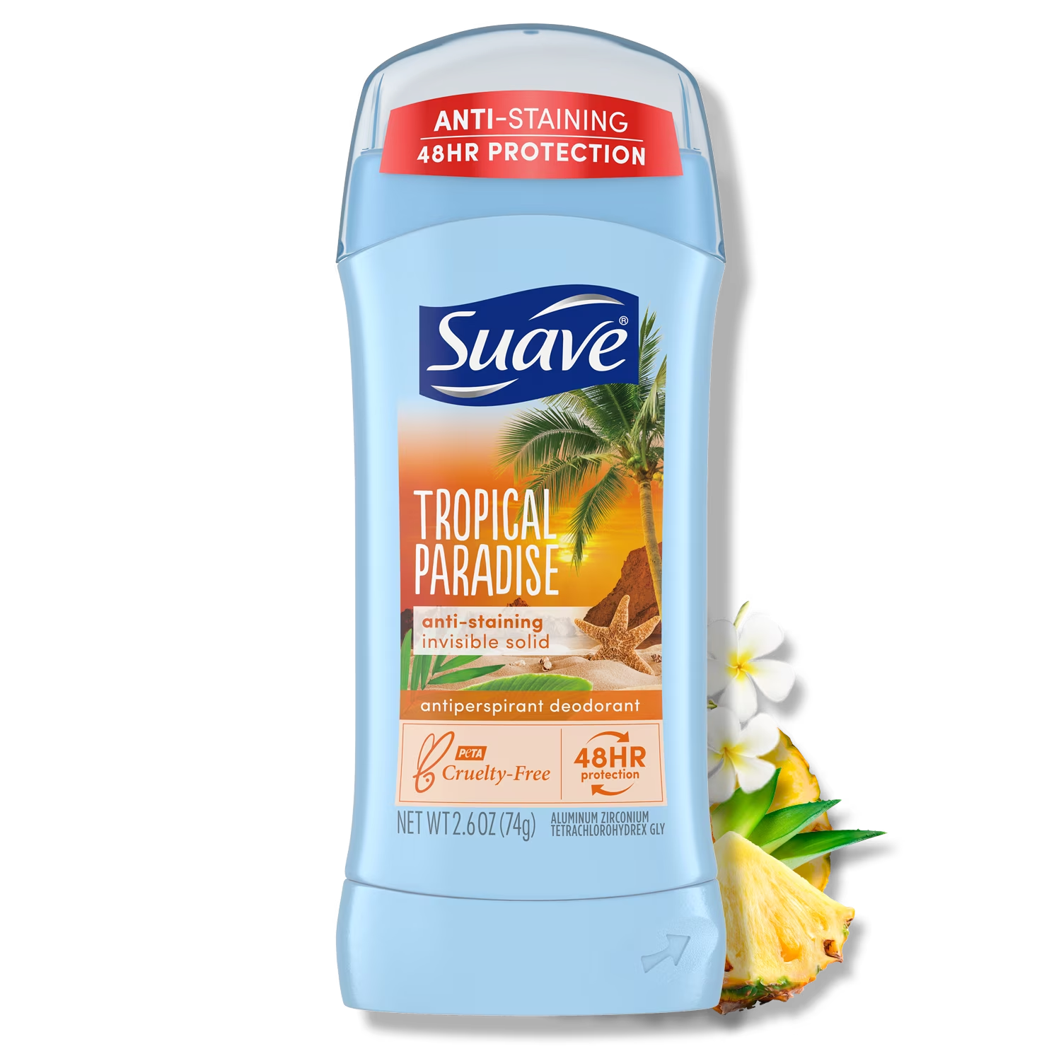 Suave Tropical Paradise Invisible Solid Antiperspirant 48H Deodorant Stick (74gr)