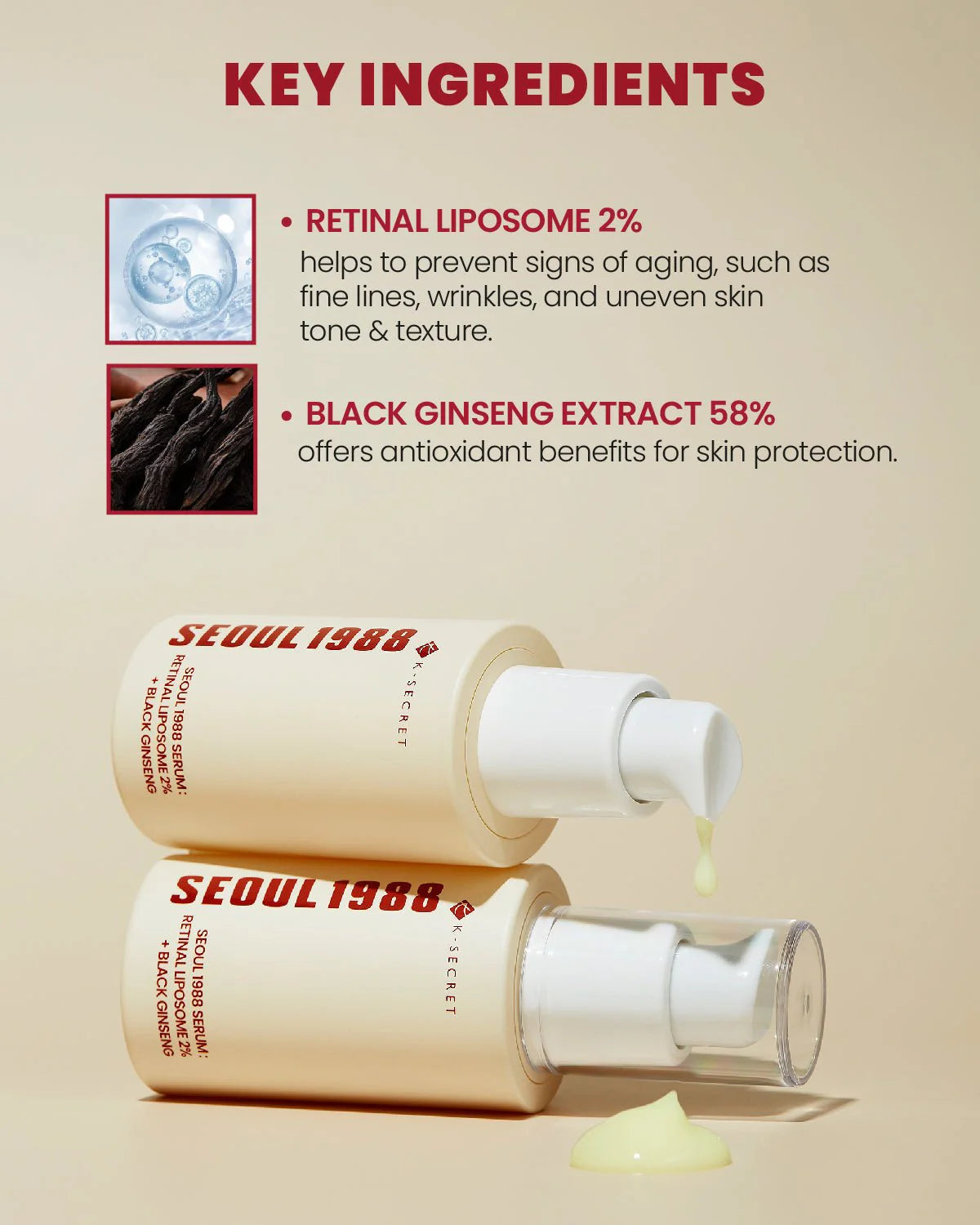 K-Secret Seoul 1988 Serum Retinal Liposome 2% + Black Ginseng (30ML)