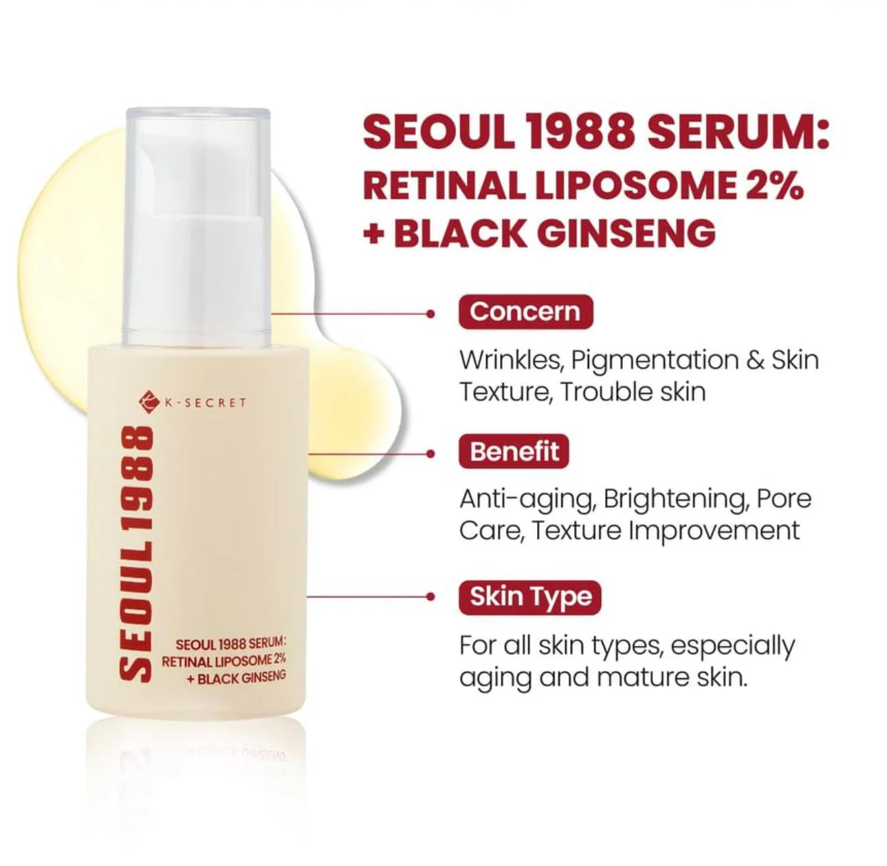 K-Secret Seoul 1988 Serum Retinal Liposome 2% + Black Ginseng (30ML)