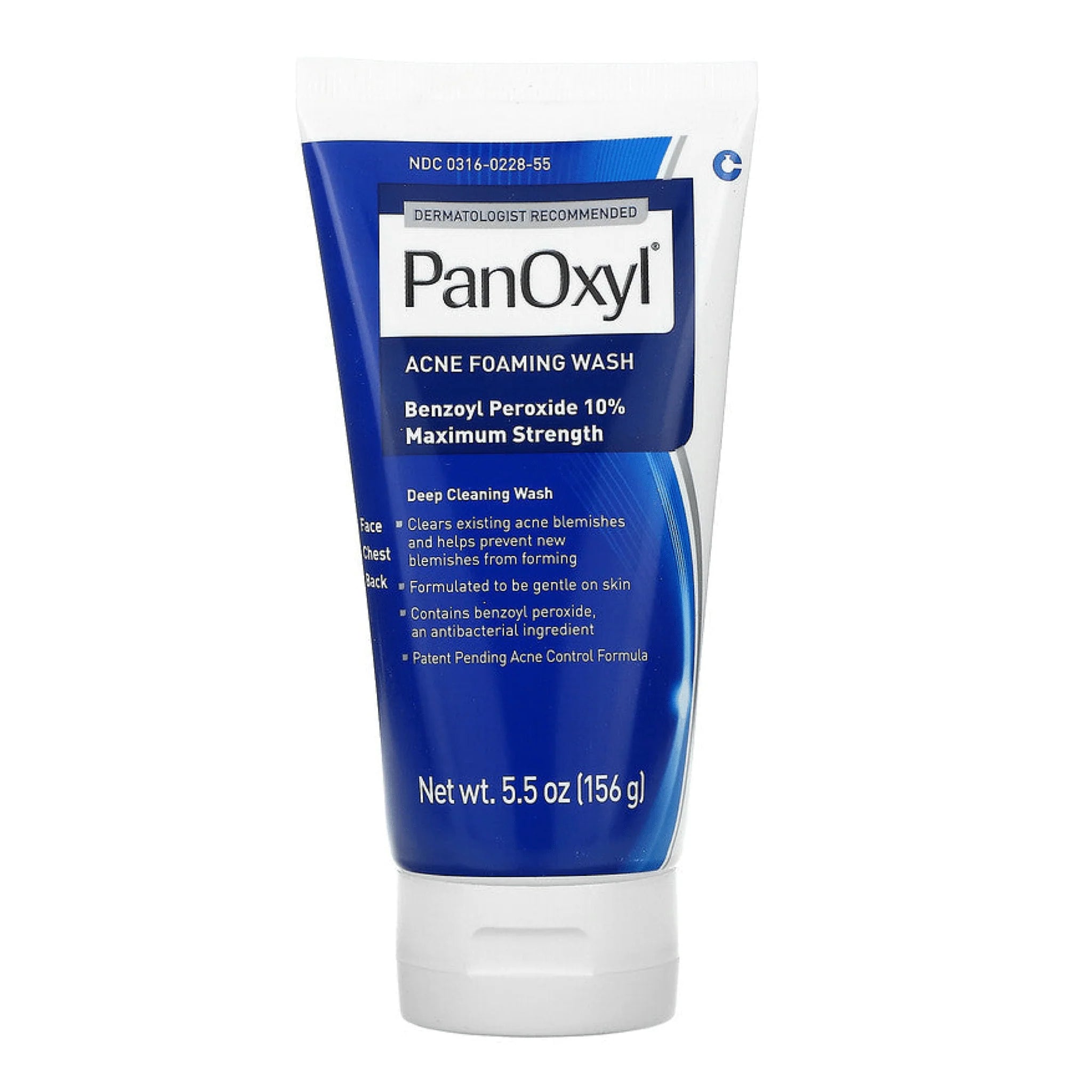 Panoxyl Acne Foaming Face Wash Benzoyl Peroxide 10% Maximum Strength (156gr)