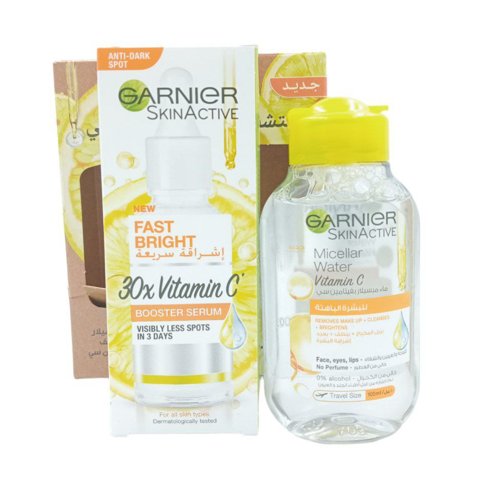 Garnier Skinactive Micellar Water + Vitamin C Serum  Bundle Set
