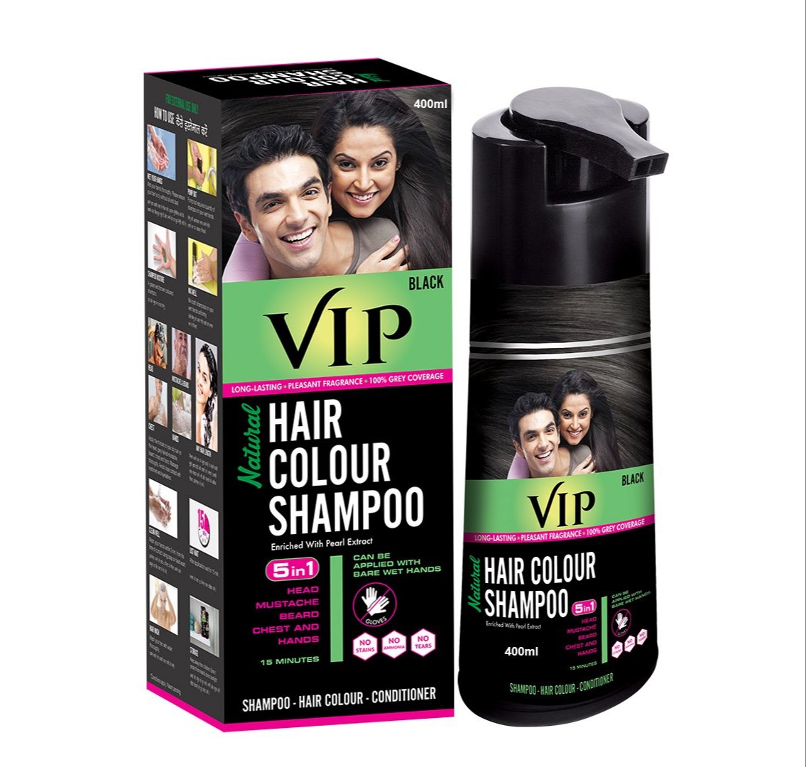 VIP Black Hair Colour Shampoo 5in1 (180ML)